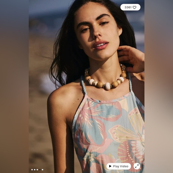 FREE PEOPLE Deserted Island Floral Halter Mini Dress M Size Medium SOLD OUT - Picture 3 of 12